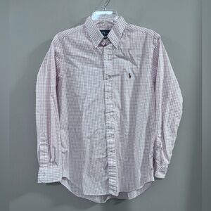 Ralph Lauren Classic Fit White/Orange Casual Button Down Shirt.
